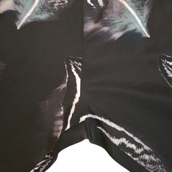 All Saints Helena Piuma Silk Trouser Feathers Print Size 2 Black Artsy Statement - Picture 10 of 16